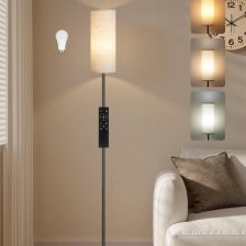 64.4” Dimmable Floor Lamp for Living Room with Remote and Foot Switch, Corner Floor Lamp for Bedroom, 10W 900LM LED Bulb Included, Modern Standing Tall Lamp, 3000K-6500K, Beige Linen Shade, FCC Listed