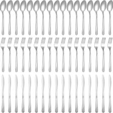 Minatee 201 Pcs Thin Silverware Set Stainless Steel Flatware Sets Service for 67 Silver Cutlery Set Serving Utensils Sits Includes Knife Fork Spoon for Kitchen Dinner Table