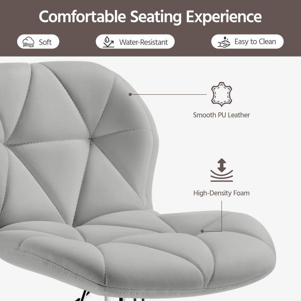 Yaheetech Grey Bar Stools Set of 2, PU Leather Bar Chairs with Backrest, Height Adjustable Swivel Island Stools for Bar, Kitchen Counter, Light Grey - Image 4